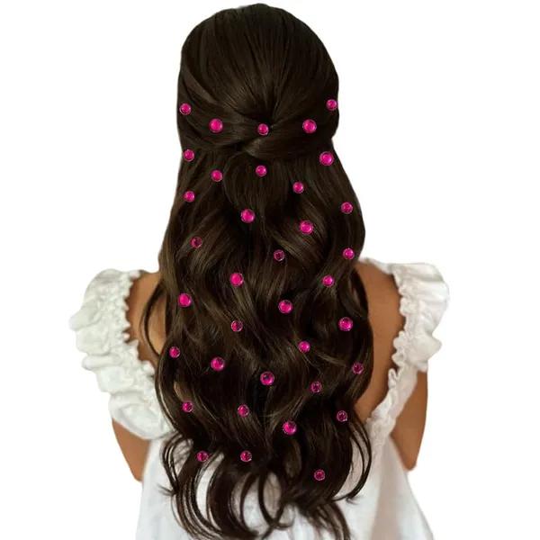 Dark_Pink_Round_Shaped_Stick_On_Hair_Stickers_(24_Pcs_8Mm_&_12_Pcs_10Mm)