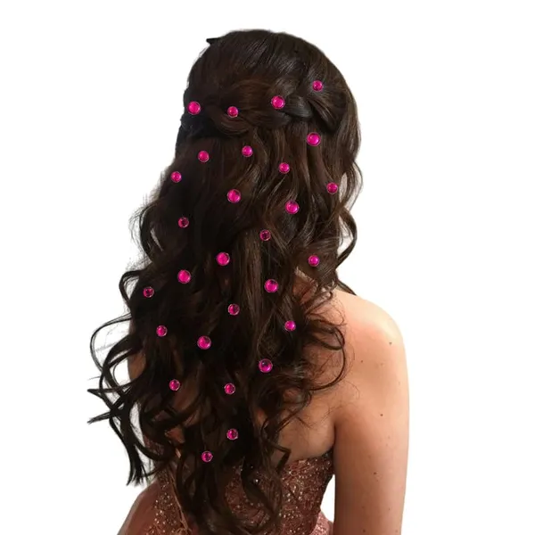 Dark_Pink_Round_Shaped_Stick_On_Hair_Stickers_(24_Pcs_8Mm_&_12_Pcs_10Mm)