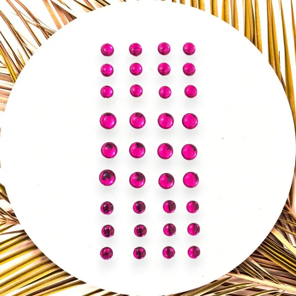Dark_Pink_Round_Shaped_Stick_On_Hair_Stickers_(24_Pcs_8Mm_&_12_Pcs_10Mm)