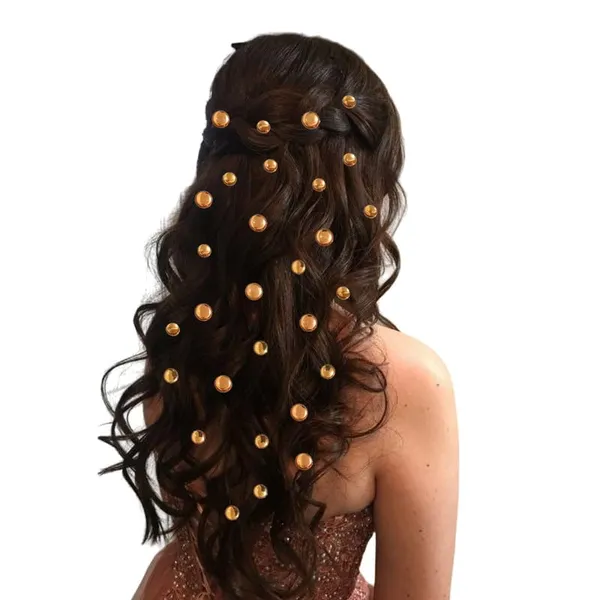 Golden_Round_Shaped_Stick_On_Hair_Stickers_(24_Pcs_8Mm_&_12_Pcs_10Mm)