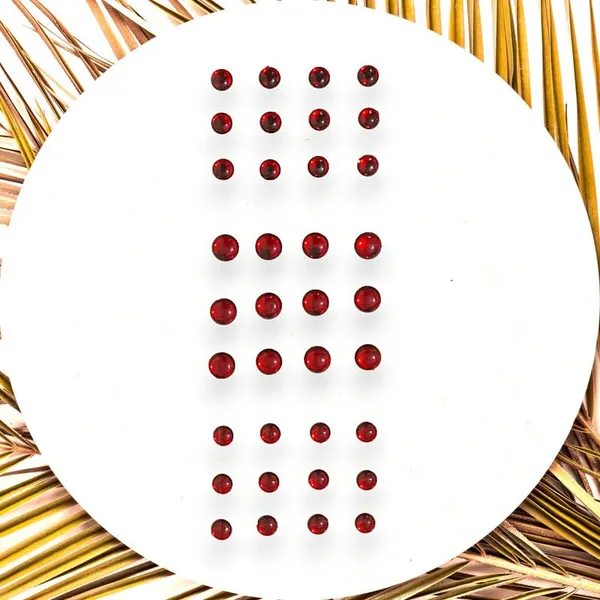 Maroon_Round_Shaped_Stick_On_Hair_Stickers_(24_Pcs_8Mm_&_12_Pcs_10Mm)