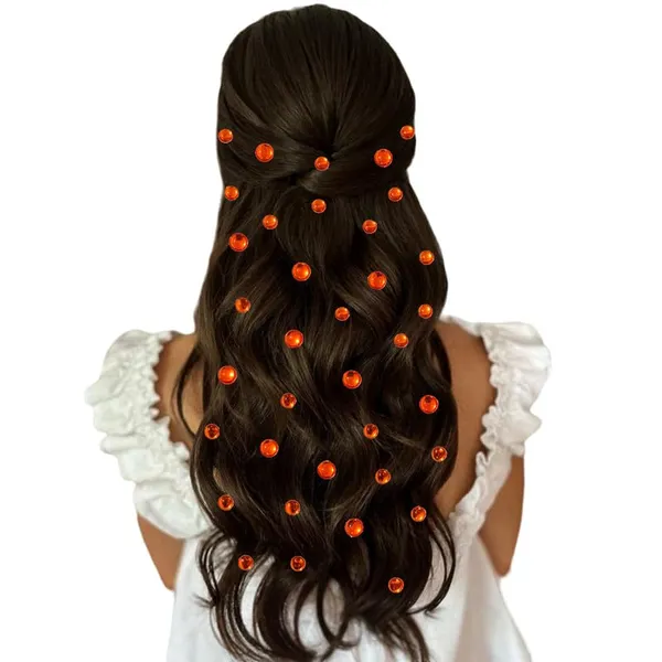 Orange_Round_Shaped_Stick_On_Hair_Stickers_(24_Pcs_8Mm_&_12_Pcs_10Mm)