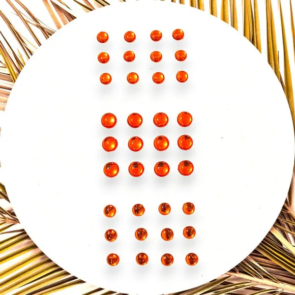 Orange_Round_Shaped_Stick_On_Hair_Stickers_(24_Pcs_8Mm_&_12_Pcs_10Mm)