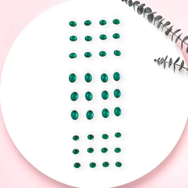 Dark_Green_Easy_Diy_No_Clip_Oval_Hair_Stickers_(6/8Mm_|_10/8Mm)_(36_Pieces)