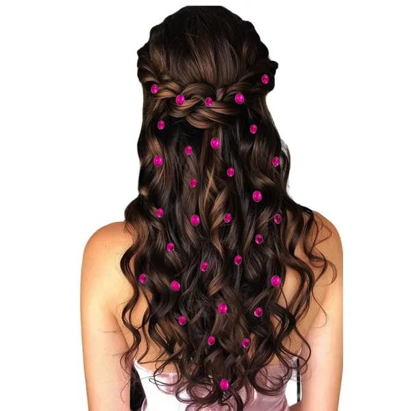 Dark_Pink_Easy_Diy_No_Clip_Oval_Hair_Stickers_(6/8Mm_|_10/8Mm)_(36_Pieces)