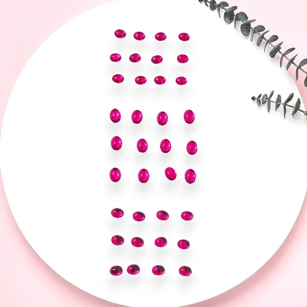Dark_Pink_Easy_Diy_No_Clip_Oval_Hair_Stickers_(6/8Mm_|_10/8Mm)_(36_Pieces)
