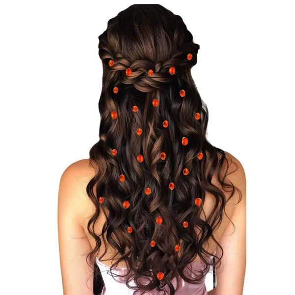 Orange_Easy_Diy_No_Clip_Oval_Hair_Stickers_(6/8Mm_|_10/8Mm)_(36_Pieces)