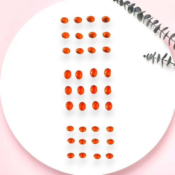 Orange_Easy_Diy_No_Clip_Oval_Hair_Stickers_(6/8Mm_|_10/8Mm)_(36_Pieces)