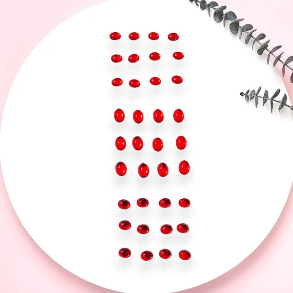 Red_Easy_Diy_No_Clip_Oval_Hair_Stickers_(6/8Mm_|_10/8Mm)_(36_Pieces)