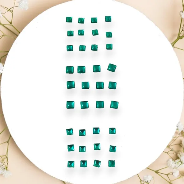 Pack_of_6_Dark_Green_Square_Shaped_No_Pin_Hair_Stickers