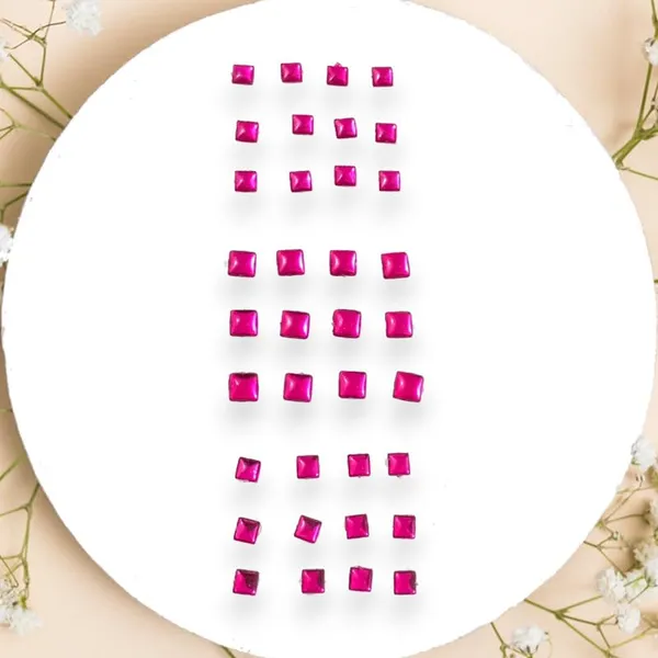 Pack_of_6_Dark_Pink_Square_Shaped_No_Pin_Hair_Stickers