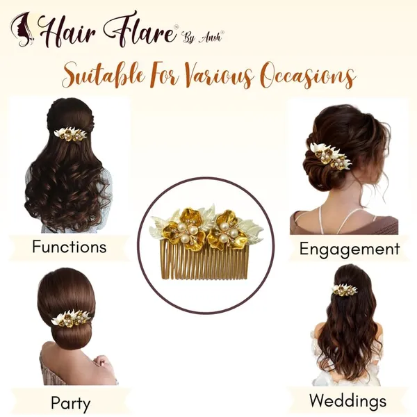 Gold_Plastic_Base_Crystal_Stones,_Pearl_Beads,_And_Silver_Leaves_Flower_Hair_Comb