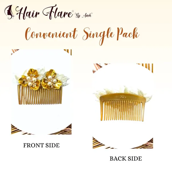Gold_Plastic_Base_Crystal_Stones,_Pearl_Beads,_And_Silver_Leaves_Flower_Hair_Comb