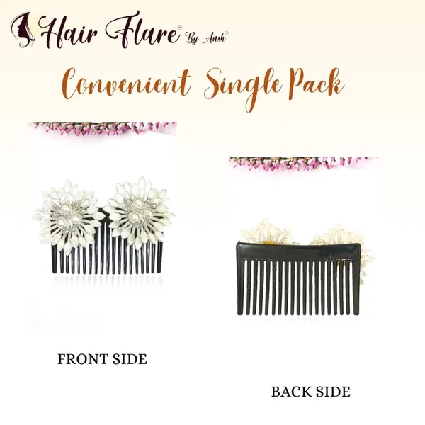 White_Crystal_Flower_Hair_Comb_With_Central_Crystal_Stone_And_Three_Pearl_Beads