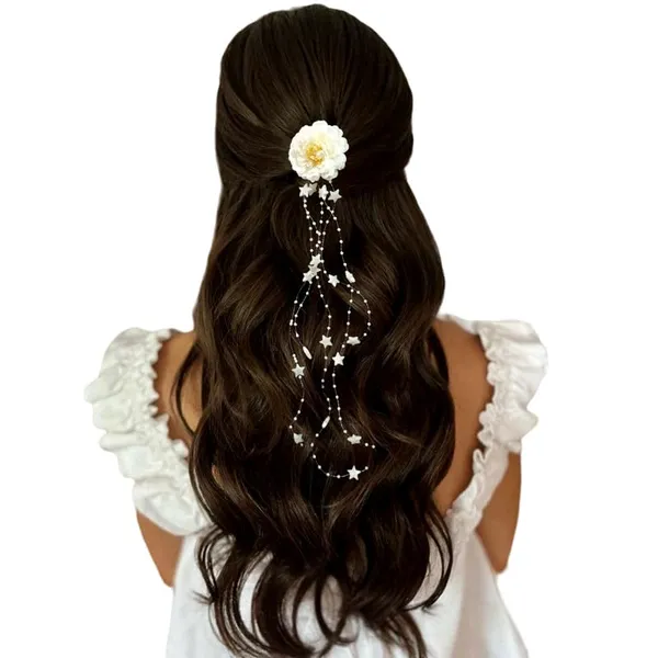 White_Flower_Hair_Clip_With_String_For_Women_&_Girls