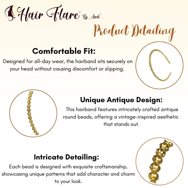 White_Antique_Round_Bead_Hairband