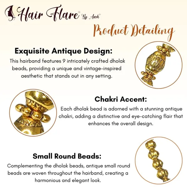 Golden_Antique_Dholak_Bead_Hairband