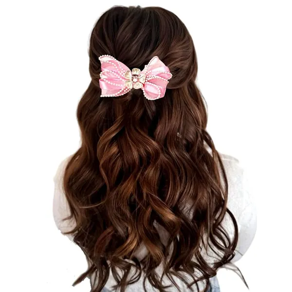 Baby_Pink_Sophisticated_Clip_On_Hair_Bow_For_Women