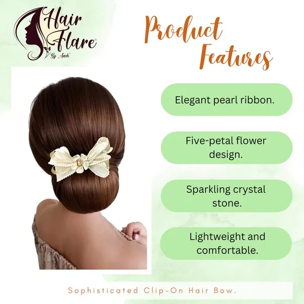 Beige_Sophisticated_Clip_On_Hair_Bow_For_Women