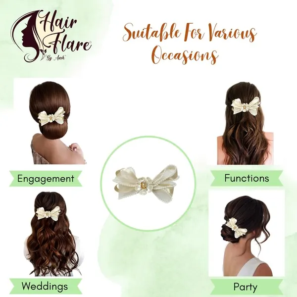 Beige_Sophisticated_Clip_On_Hair_Bow_For_Women