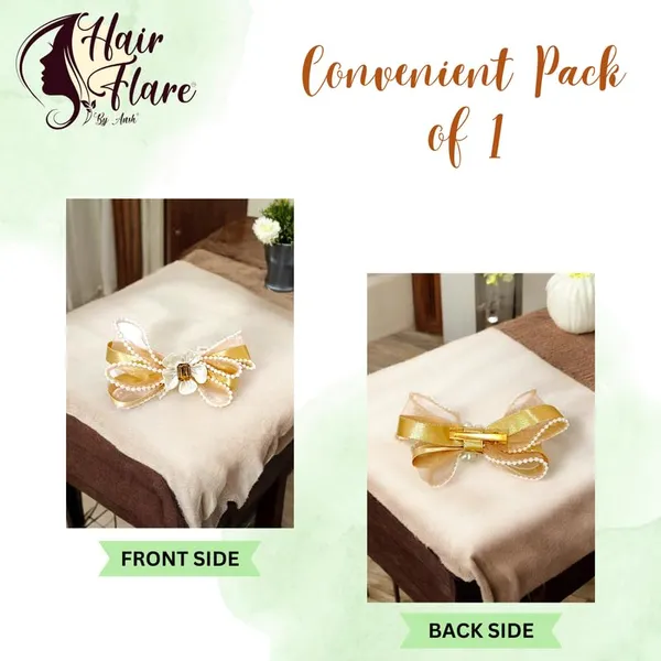 Golden_Sophisticated_Clip_On_Hair_Bow_For_Women
