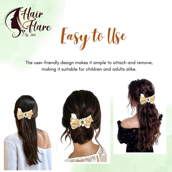 Golden_Sophisticated_Clip_On_Hair_Bow_For_Women