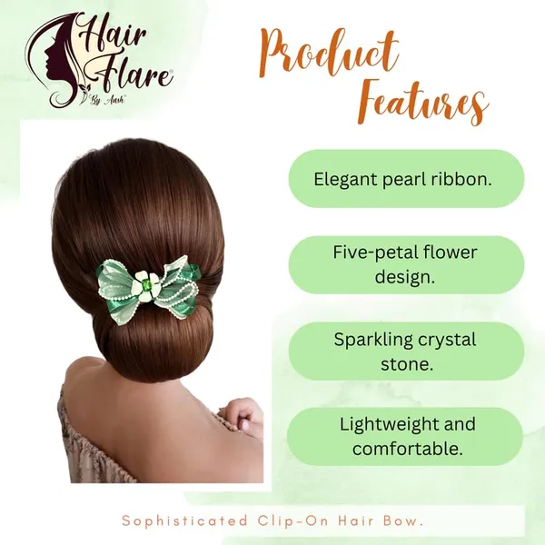 Green_Sophisticated_Clip_On_Hair_Bow_For_Women