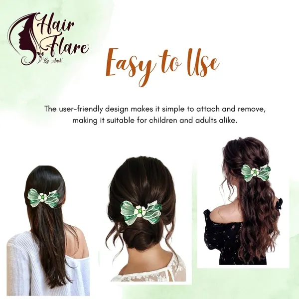 Green_Sophisticated_Clip_On_Hair_Bow_For_Women