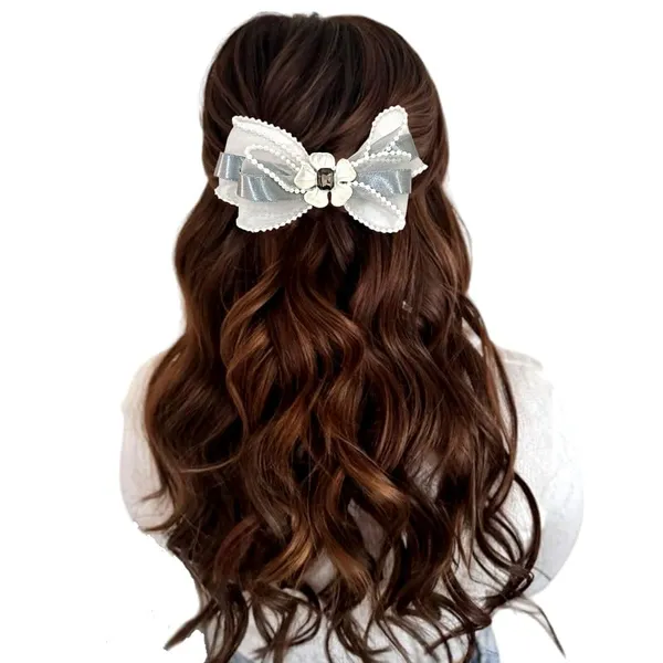 Grey_Sophisticated_Clip_On_Hair_Bow_For_Women