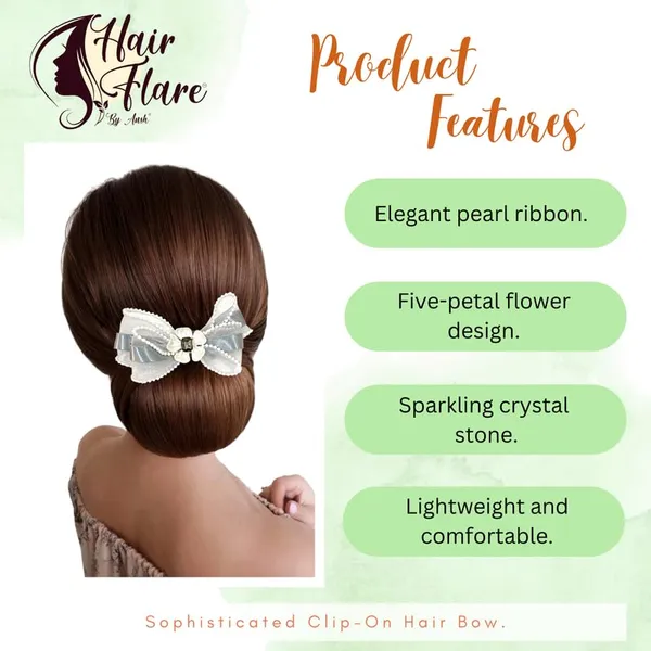 Grey_Sophisticated_Clip_On_Hair_Bow_For_Women