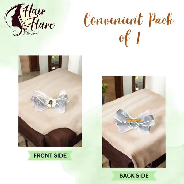 Grey_Sophisticated_Clip_On_Hair_Bow_For_Women