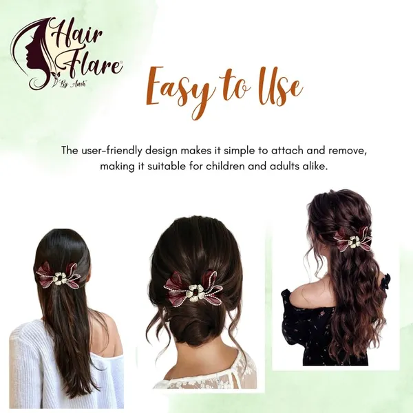 Maroon_Sophisticated_Clip_On_Hair_Bow_For_Women