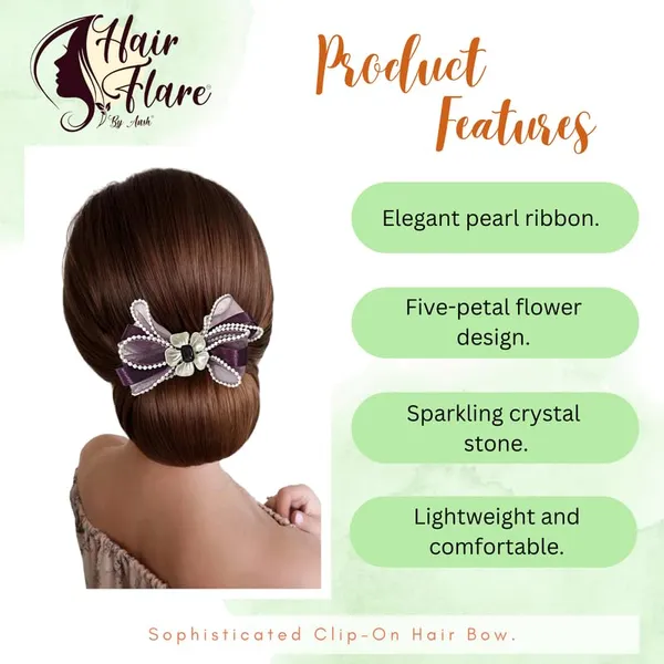 Purple_Sophisticated_Clip_On_Hair_Bow_For_Women