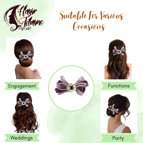 Purple_Sophisticated_Clip_On_Hair_Bow_For_Women