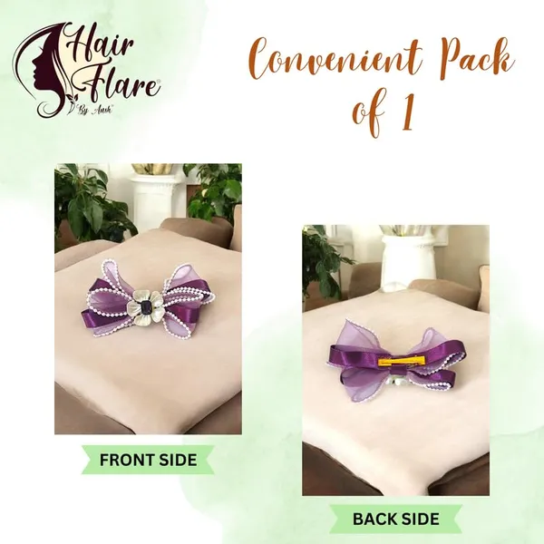 Purple_Sophisticated_Clip_On_Hair_Bow_For_Women