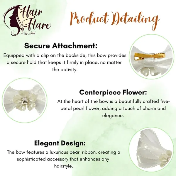 White_Sophisticated_Clip_On_Hair_Bow_For_Women