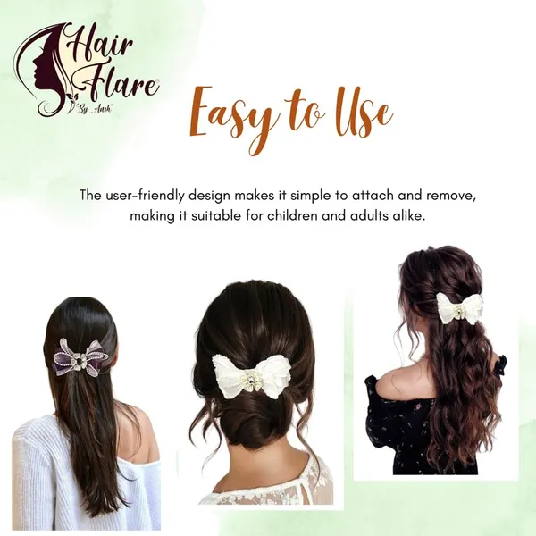 White_Sophisticated_Clip_On_Hair_Bow_For_Women