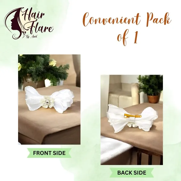 White_Sophisticated_Clip_On_Hair_Bow_For_Women