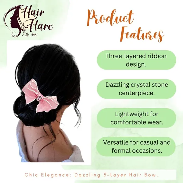 Baby_Pink_Dazzling_3_Layer_Hair_Bow_For_Women_&_Girls