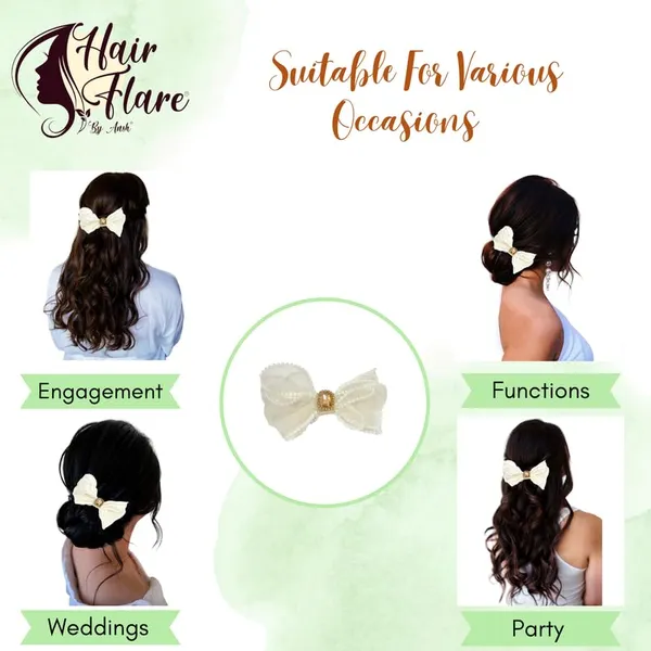 Beige_Dazzling_3_Layer_Hair_Bow_For_Women_&_Girls