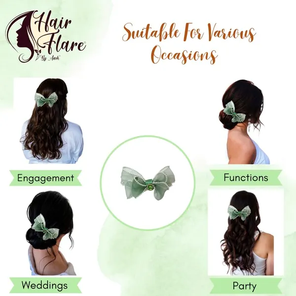Green_Dazzling_3_Layer_Hair_Bow_For_Women_&_Girls