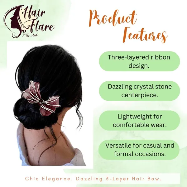 Maroon_Dazzling_3_Layer_Hair_Bow_For_Women_&_Girls