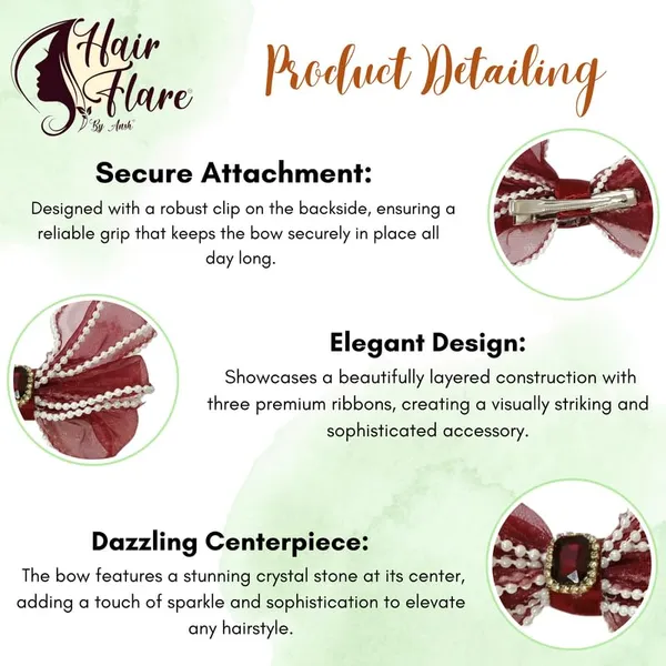 Maroon_Dazzling_3_Layer_Hair_Bow_For_Women_&_Girls