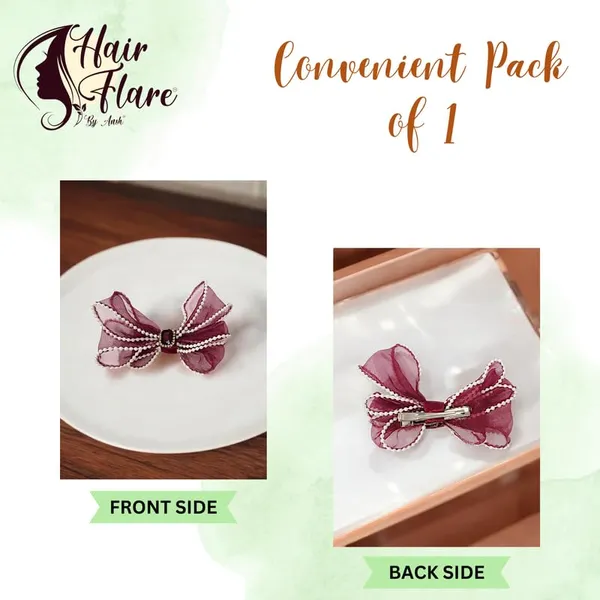 Maroon_Dazzling_3_Layer_Hair_Bow_For_Women_&_Girls