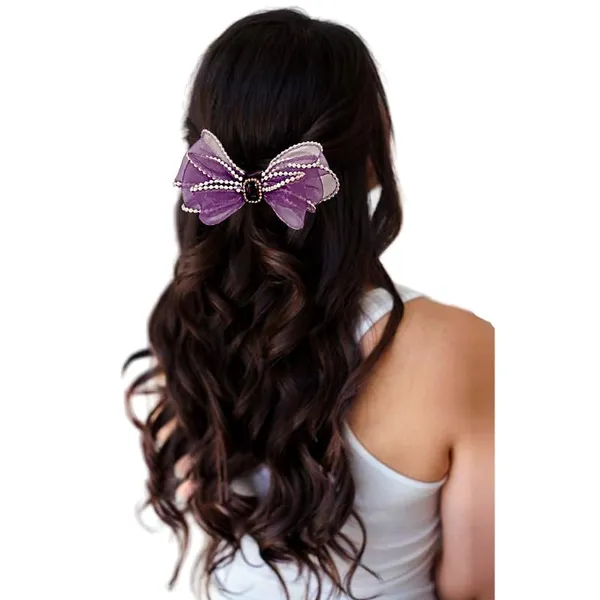 Purple_Dazzling_3_Layer_Hair_Bow_For_Women_&_Girls