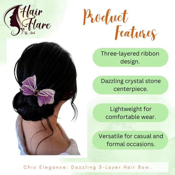 Purple_Dazzling_3_Layer_Hair_Bow_For_Women_&_Girls