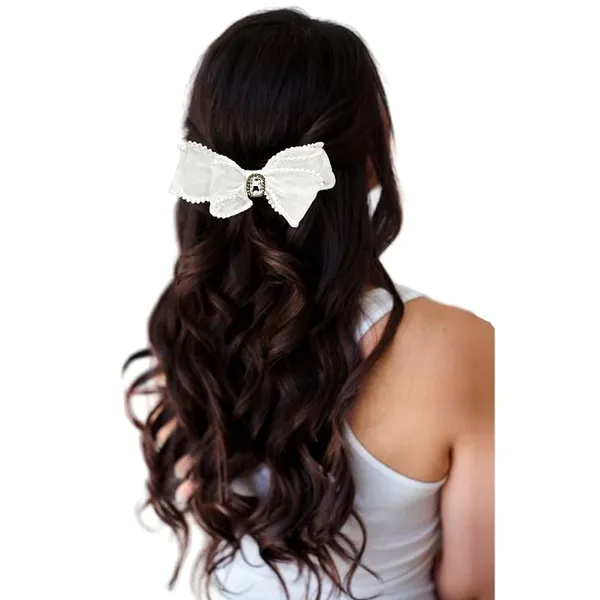 White_Dazzling_3_Layer_Hair_Bow_For_Women_&_Girls