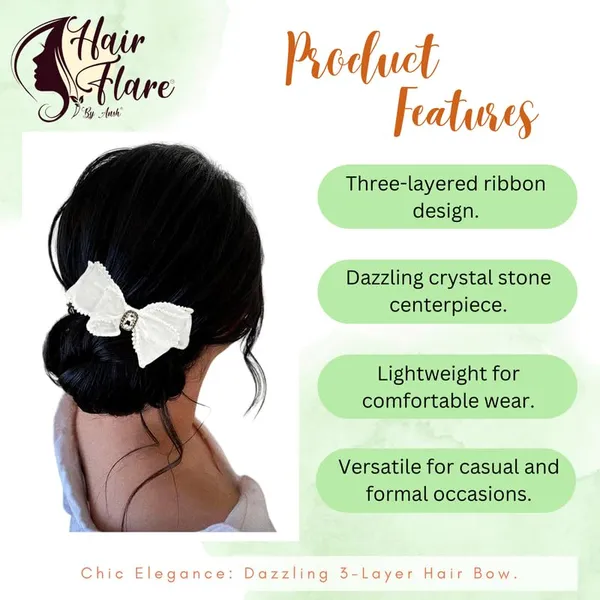 White_Dazzling_3_Layer_Hair_Bow_For_Women_&_Girls