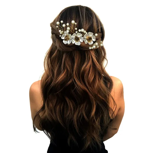 White_Artificial_Metal_Comb_Bridal_Hair_Pin_Accessories_For_Women_(18_X_10_X_10_Cm)