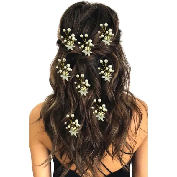 Pack_of_8__White_&_Golden_Pearl_Artificial_Bridal_Wedding_Hair_Flower_Accessories